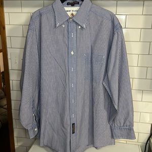 Tommy Hilfiger Vintage Blue Single Chest Pocket Button Dress Shirt